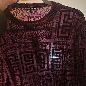Fashion Nova Burgundy Geometric Patterned Top
